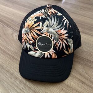 Rip Curl Black and Orange Leaf Trucker Hat